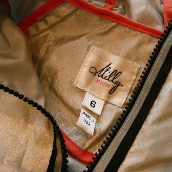 Milly Minis Girl Size 6 Silver Reflective Anorak Wind Breaker Jacket - Picture 5 of 10